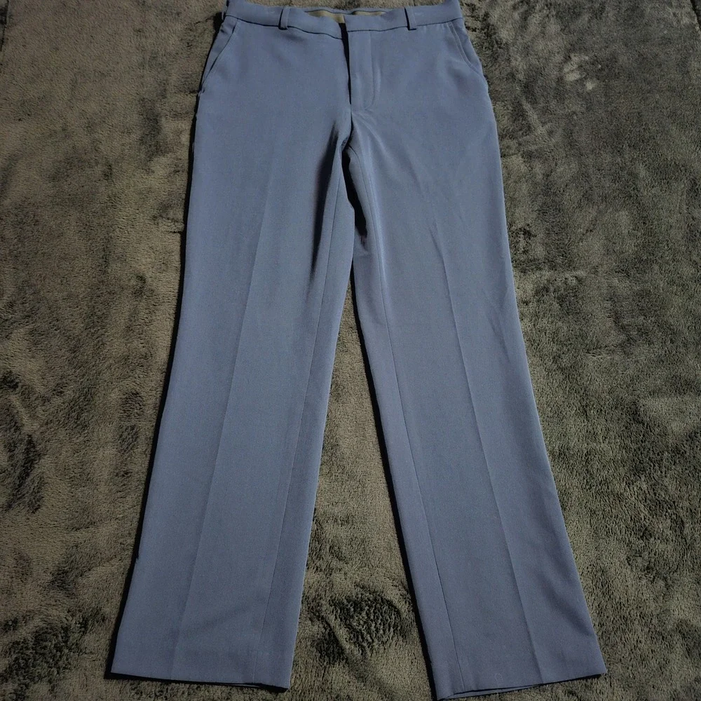 George Pants Mens 32X32 Blue Wrinkle Resistant Flat Front Straight Leg Office
